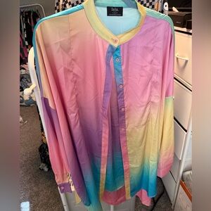 Dressed in LaLa Satin Rainbow Playsuit (top and bottom)